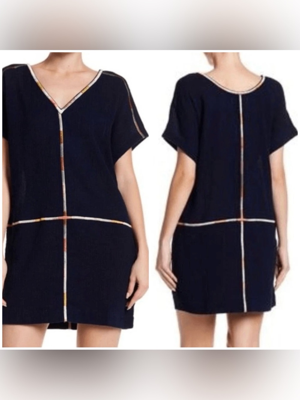 Madewell Isadora Easy Pullover Embroidered Navy Dress Size M